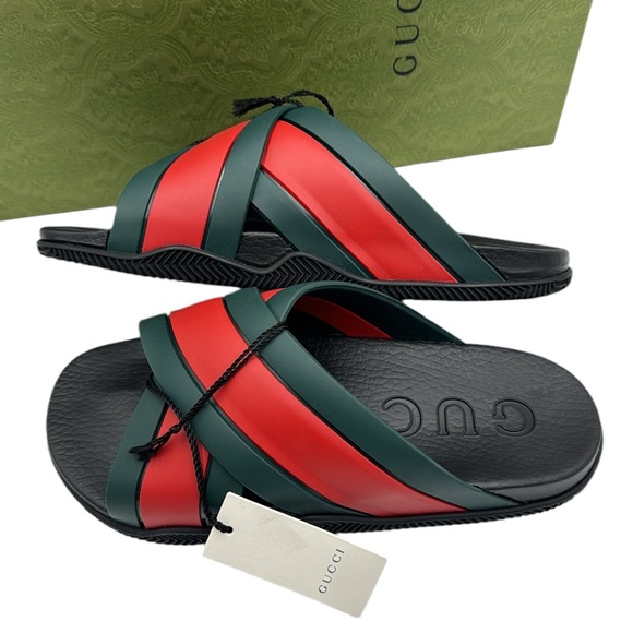 Gucci Rubber Web Criss Cross Slide Sandals Size 38 IT - Picture 6 of 16